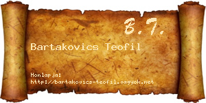 Bartakovics Teofil névjegykártya